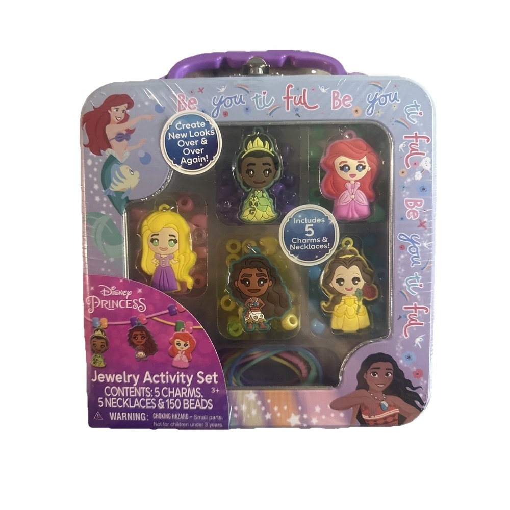 New Disney Princess Jewelry Making Activity Set Charms, Necklaces & Beads 3+